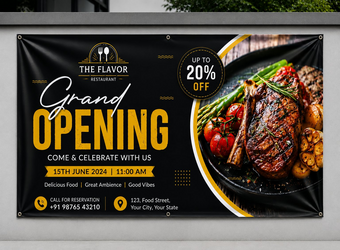 Custom flex banner printed for outdoor event by Trosmo