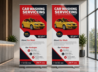 Roll-up standee for retail display printed by Trosmo