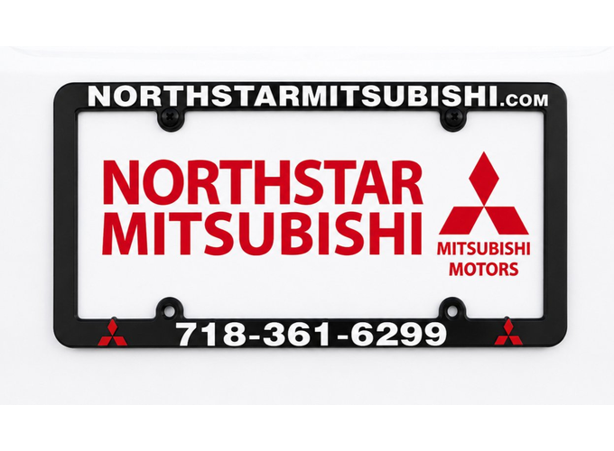 Custom branded dealer license plate printed for car dealership by Trosmo