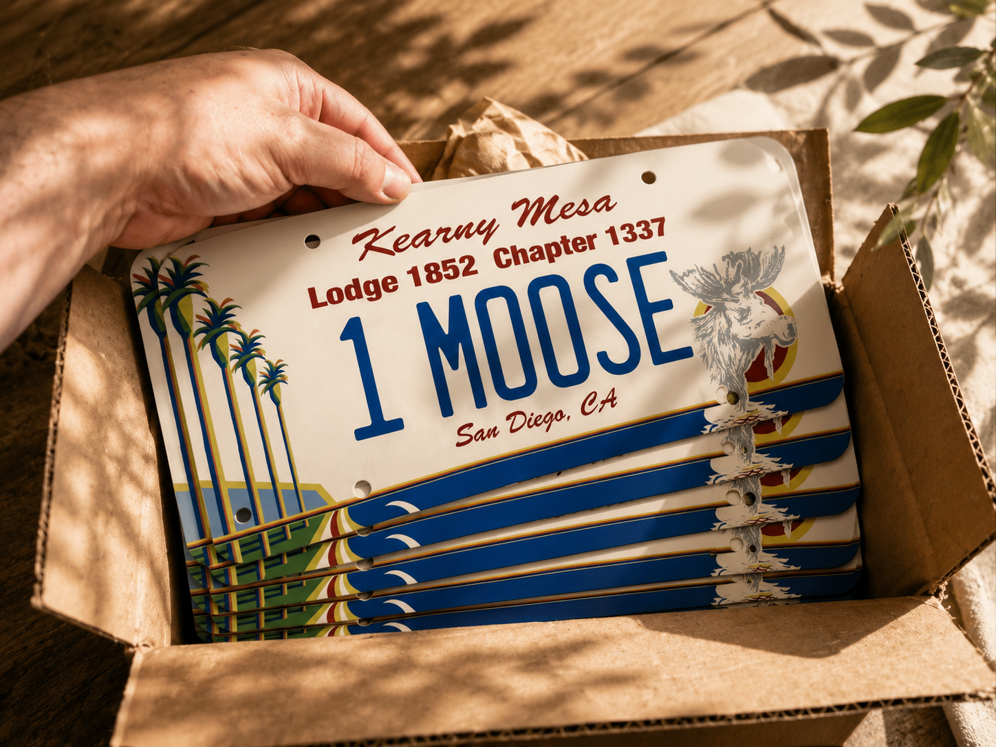 Bulk order of 500 custom dealer plates printed and shipped by Trosmo