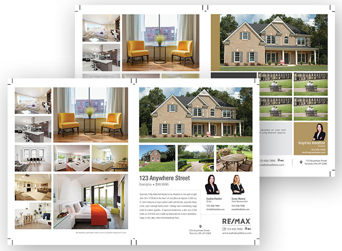 4-page real estate feature sheet with floor plan and photos by Trosmo