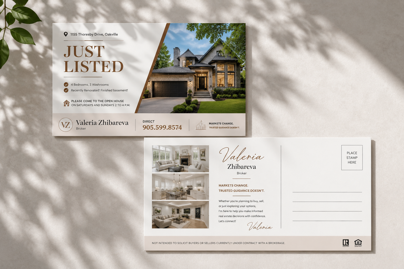 Just Listed postcard design for real estate farming by Trosmo