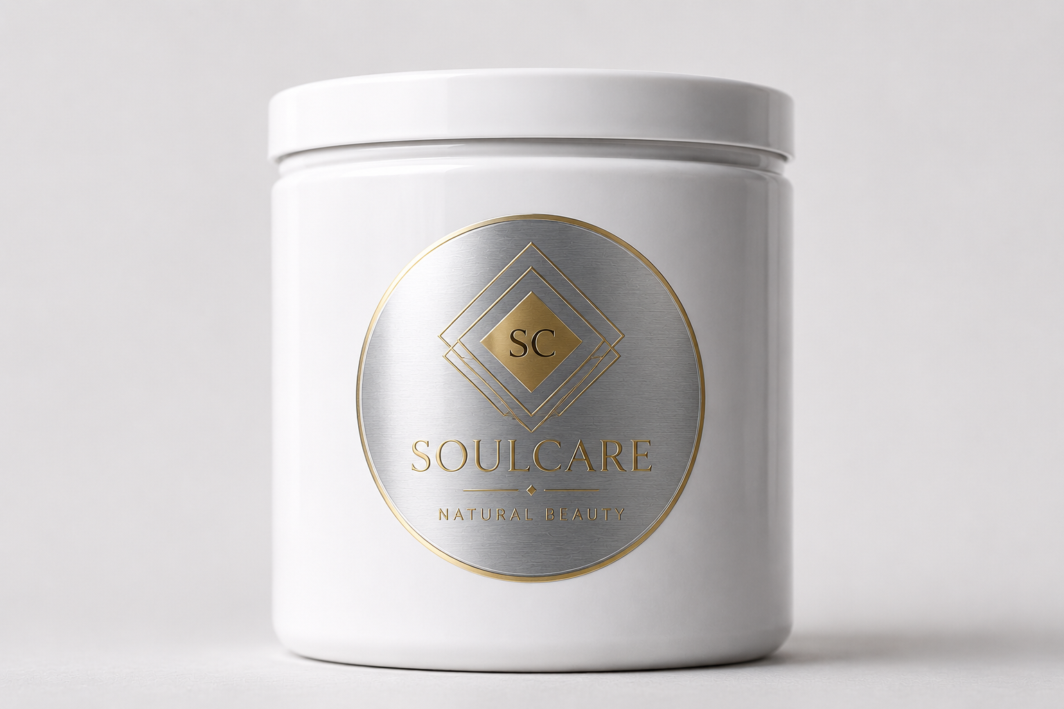 Silver and gold vinyl sticker on candle packaging printed by Trosmo