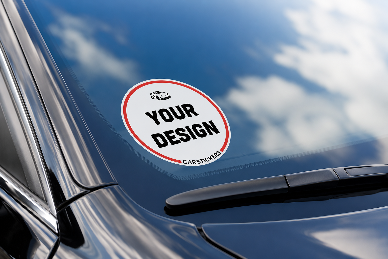 Front adhesive reverse print window sticker printed by Trosmo